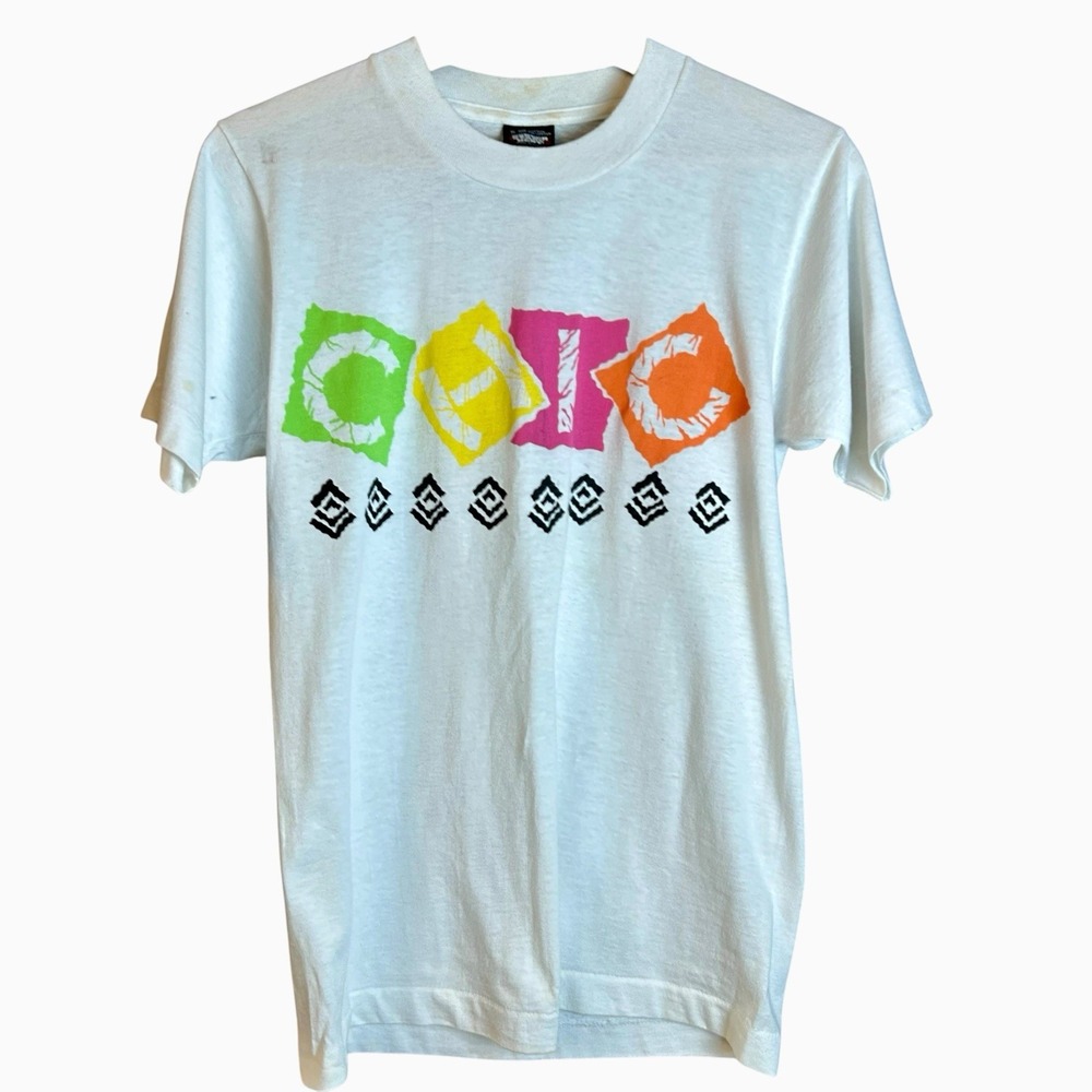80s 90s Chic Jeans T Shirt Size Small Pastel Logo Single Stitch Made In USA
